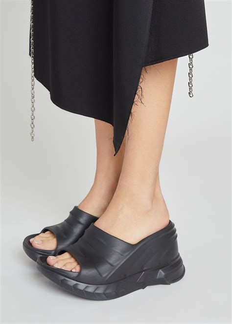 womens black givenchy slides|givenchy marshmallow slide wedge sandals.